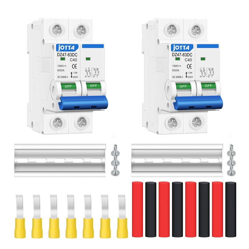 JOTTA DC Miniature Circuit Breaker,2 Poles 1000V for Solar PV System,Din Rail Installation (2 PCS 40A) - Image 1
